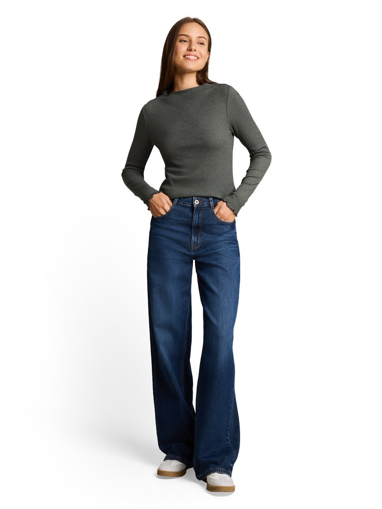 Langarmshirt mit Rippstruktur