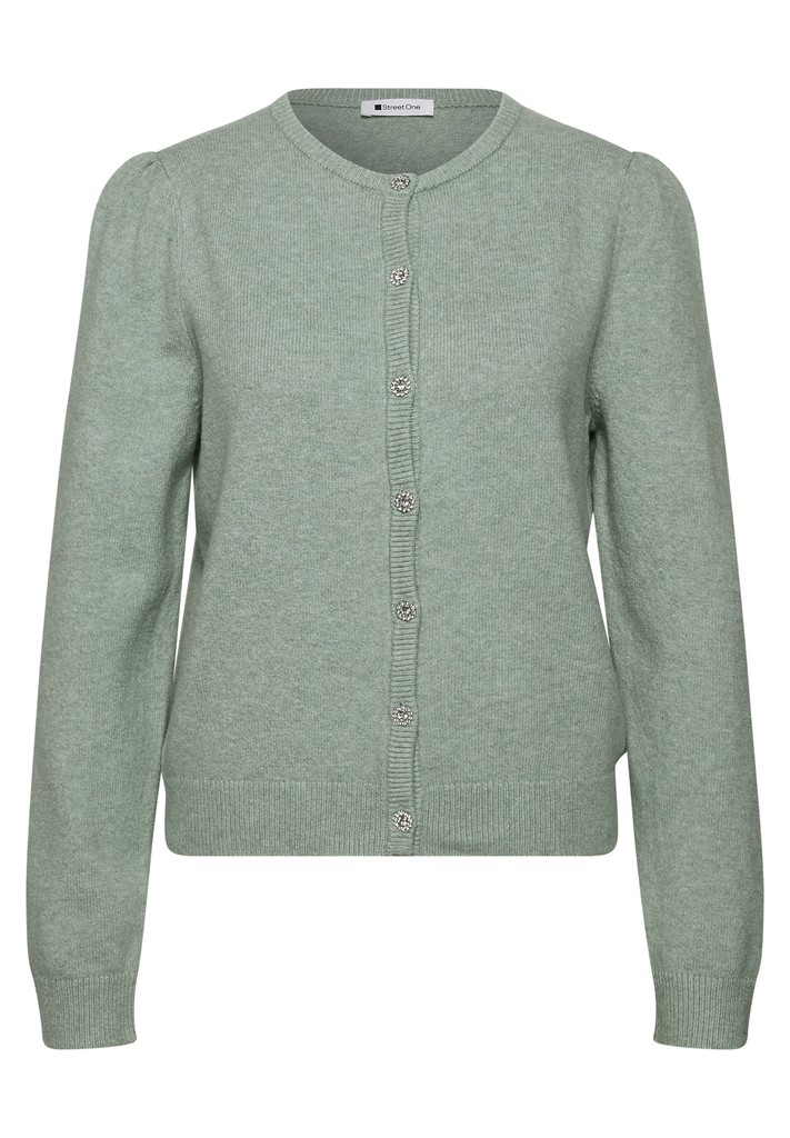 Langarm Cardigan mit Rundhals und Knöpfen