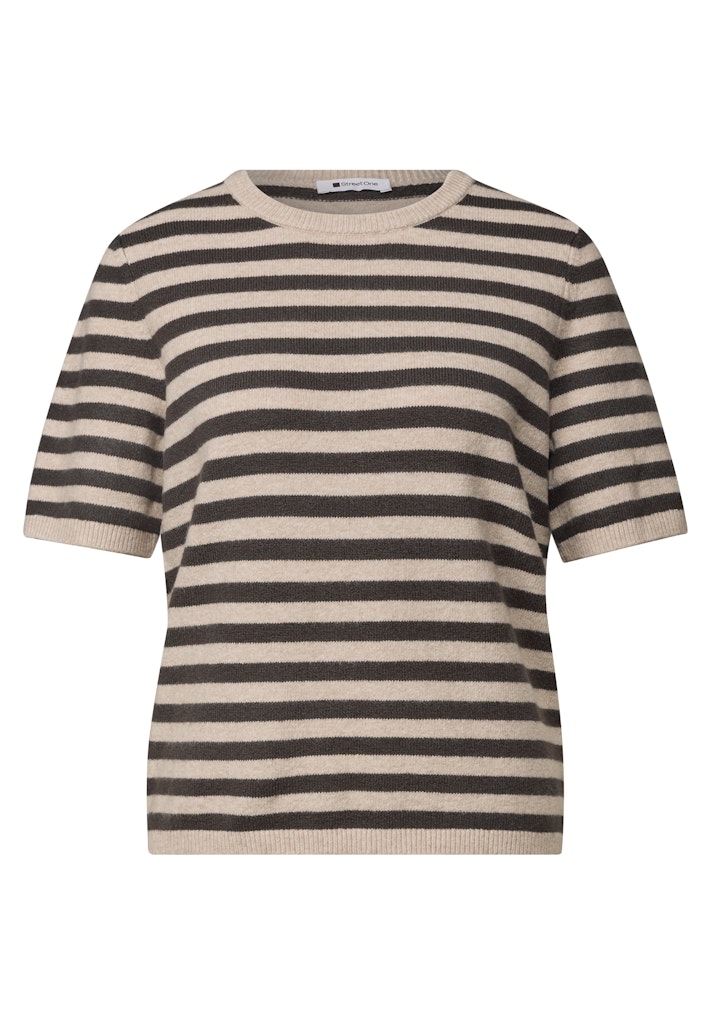 Kurzarm Pullover mit Rundhals und Streifen