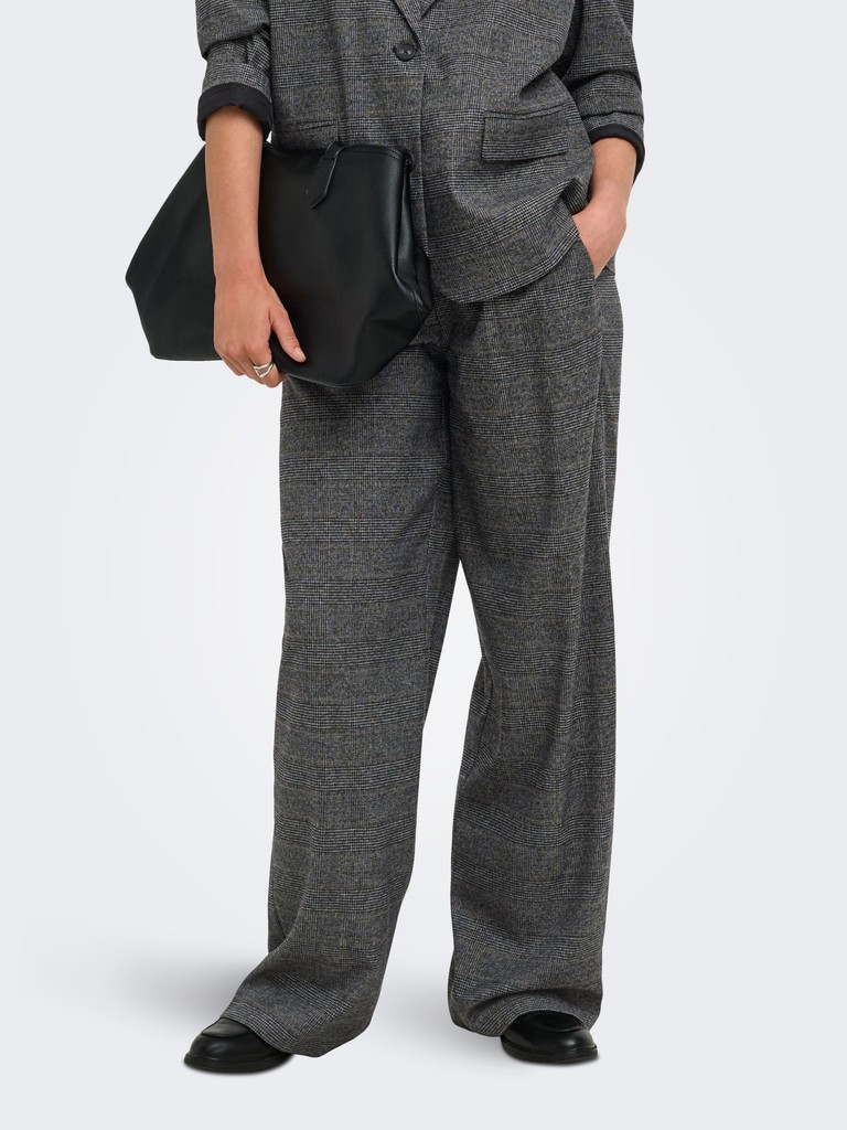 ONLSILJA HW PLEAT WIDE CHECK PANT TLR