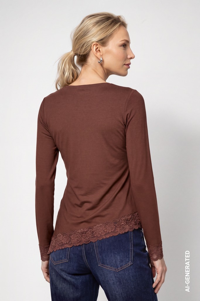 Langarmshirt mit Spitzenborte