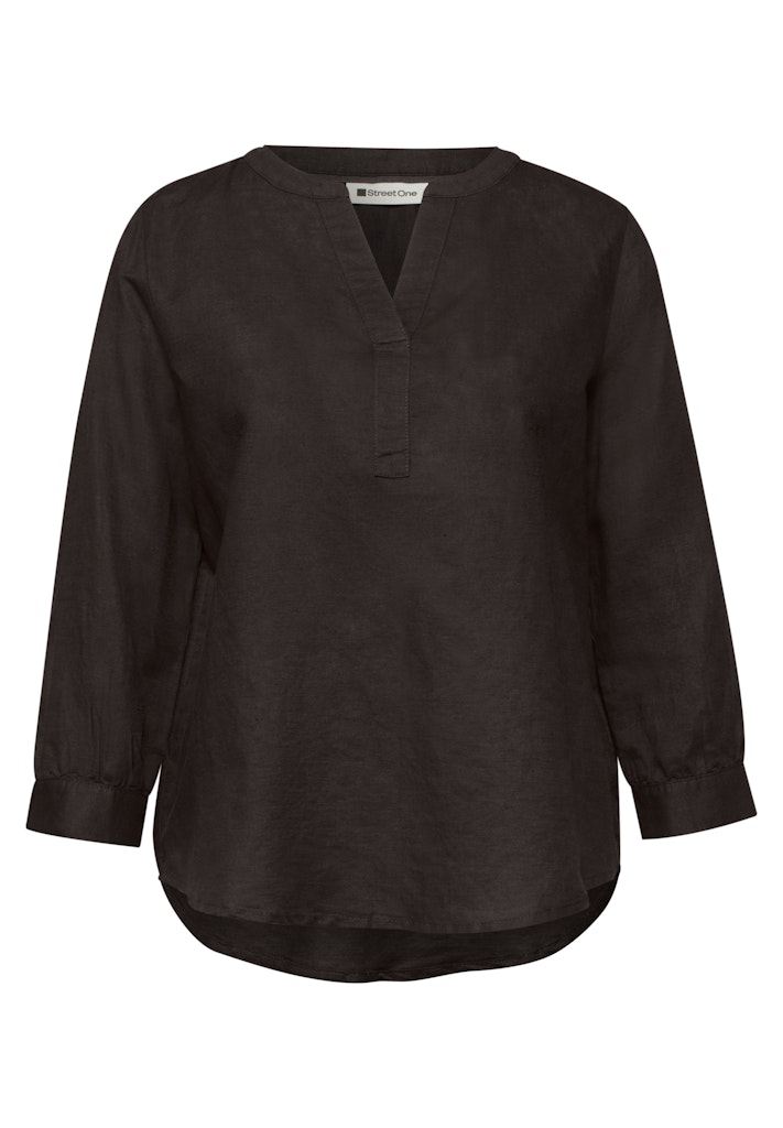 Bluse mit Split Neck aus Leinenmix