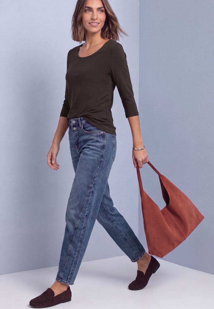 Basic T-Shirt mit 3/4 Arm