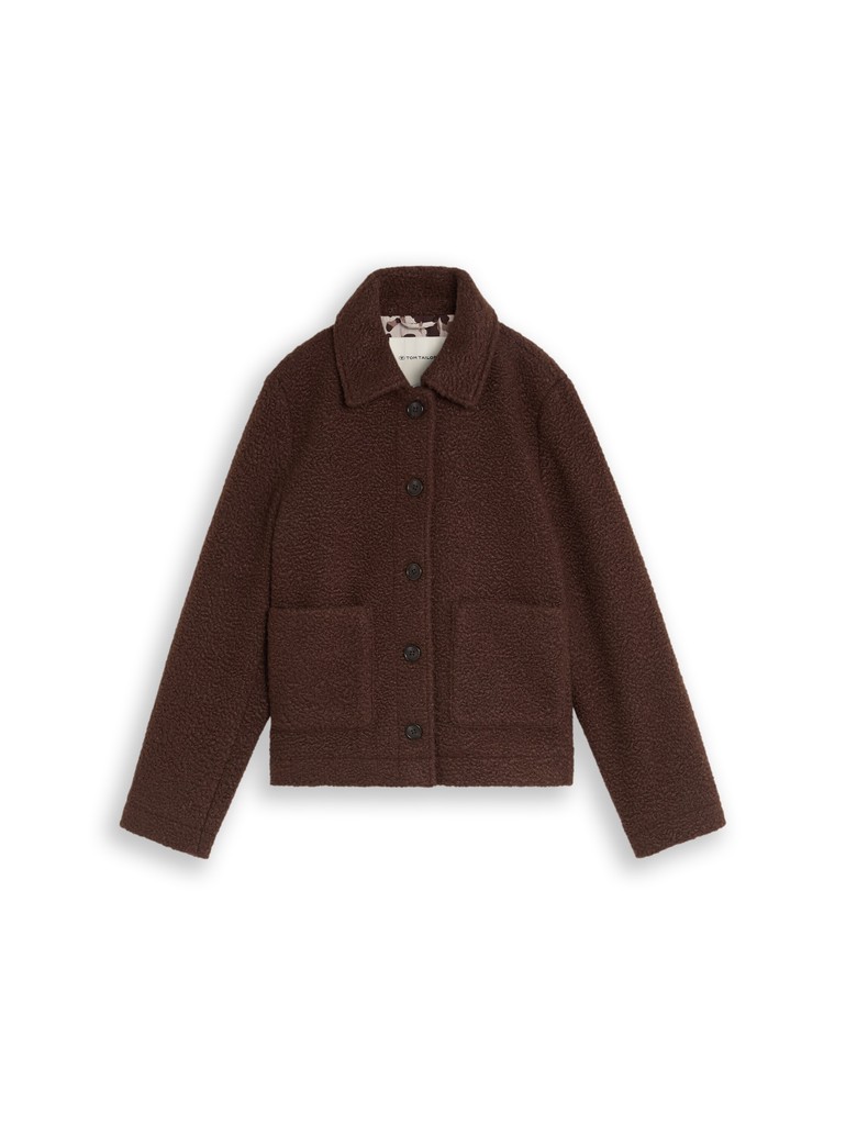 Bouclé Jacke mit Taschen