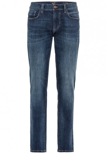 Regular Fit Jeans aus Baumwolle mit Lederdetail